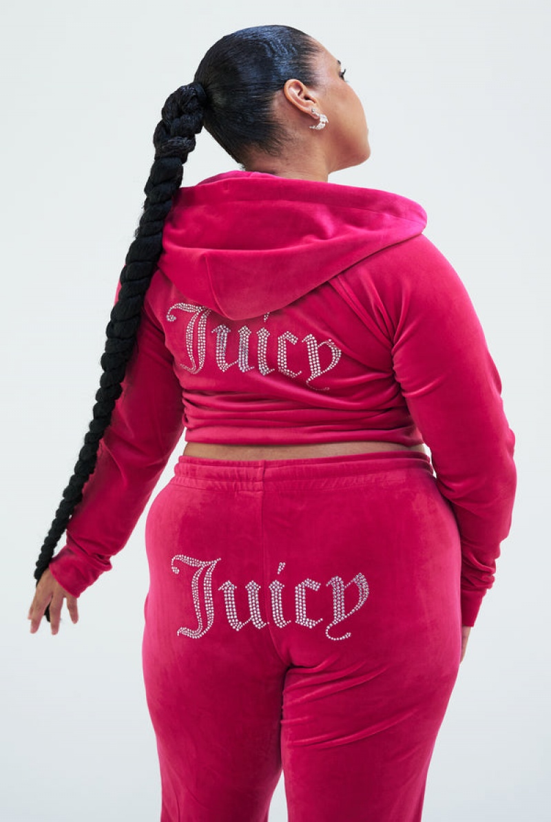 Juicy Couture Diamante Velour Hoodie Roze | JC-SN652152