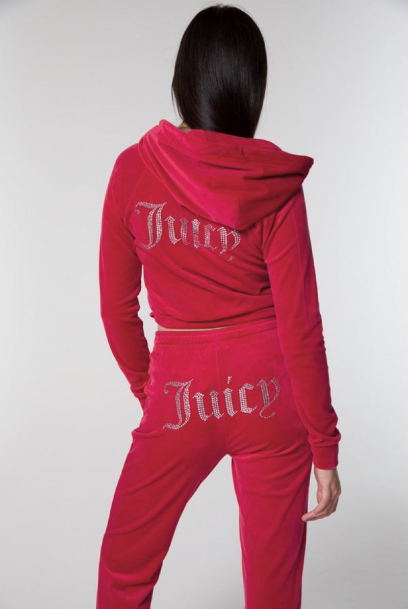 Juicy Couture Diamante Velour Hoodie Roze | JC-SN652152