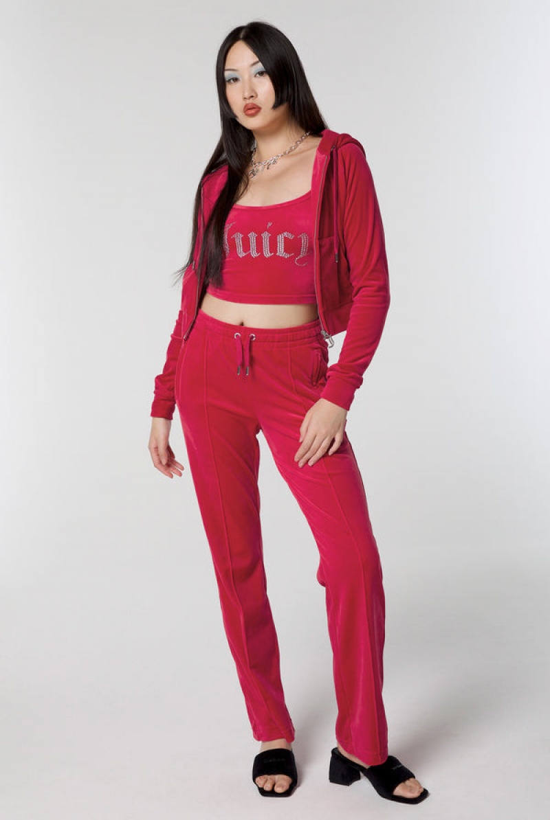 Juicy Couture Diamante Velour Hoodie Roze | JC-SN652152