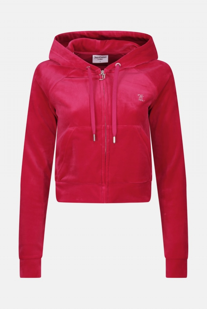 Juicy Couture Diamante Velour Hoodie Roze | JC-SN652152