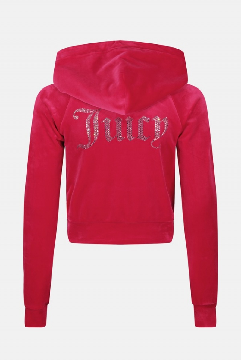 Juicy Couture Diamante Velour Hoodie Roze | JC-SN652152