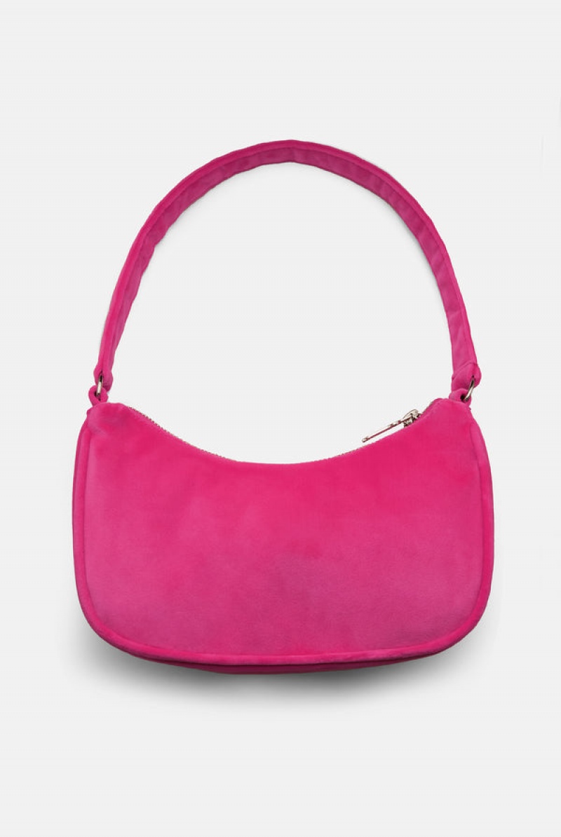 Juicy Couture Diamante Velour Shoulder Bag Roze | JC-SN652215