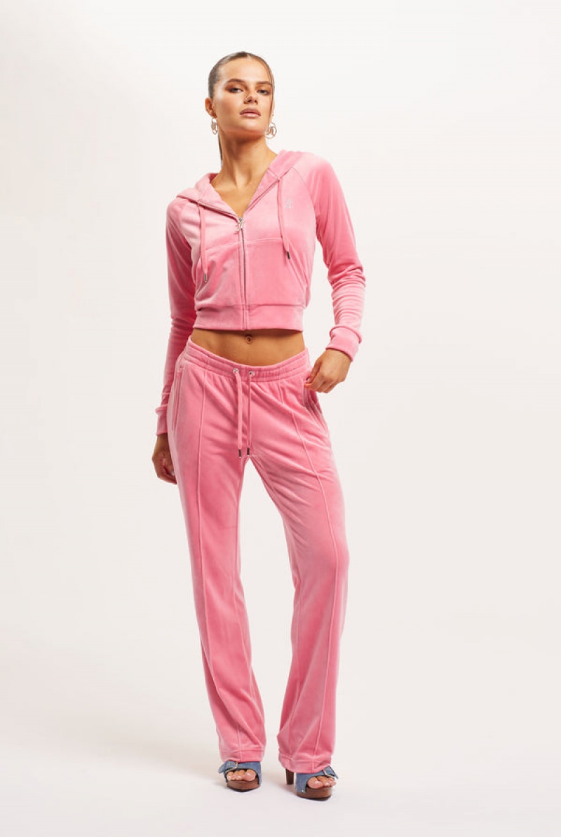 Juicy Couture Diamante Velour Zip-through Hoodie Roze | JC-SN651978