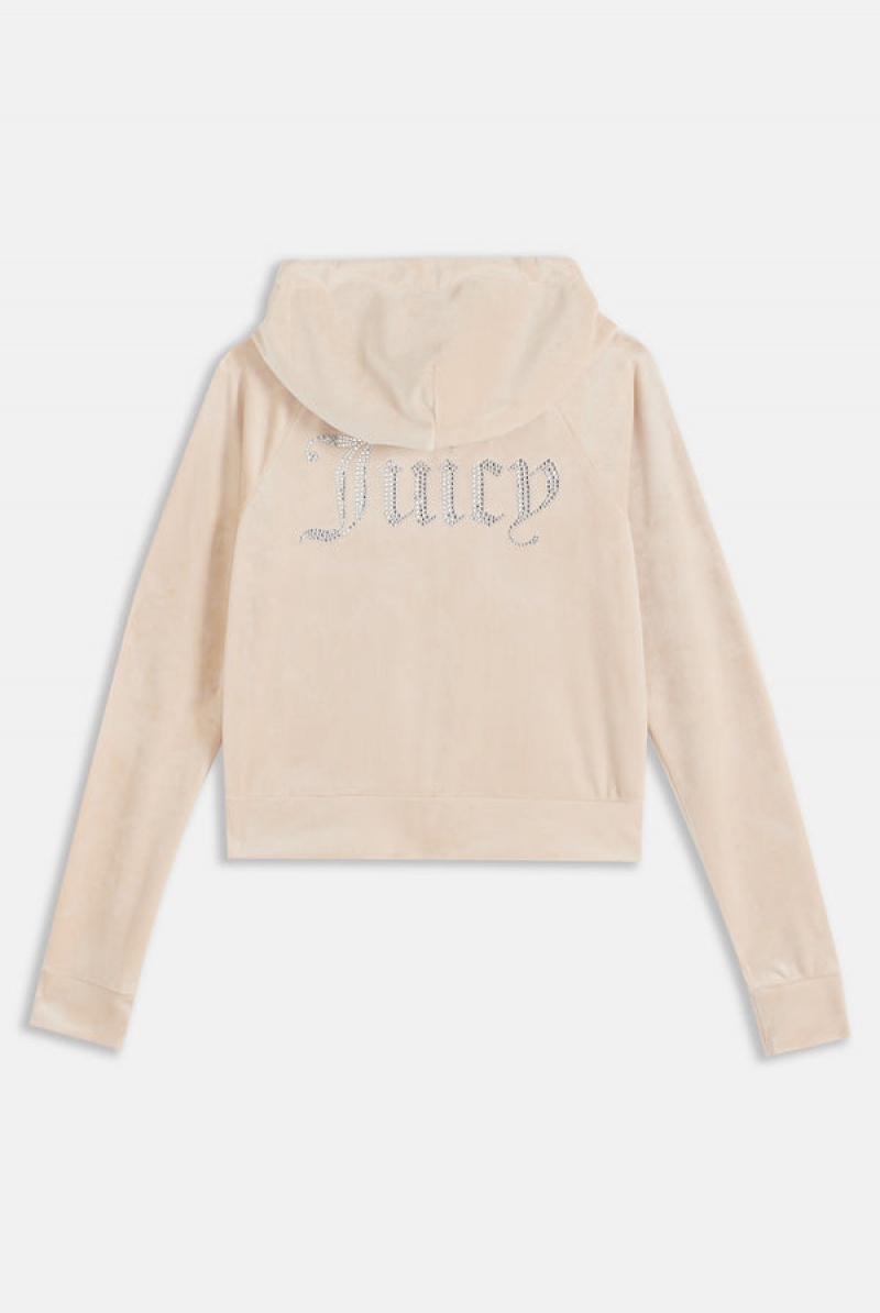 Juicy Couture Diamante Velour Zip-through Hoodie Crne | JC-SN652001