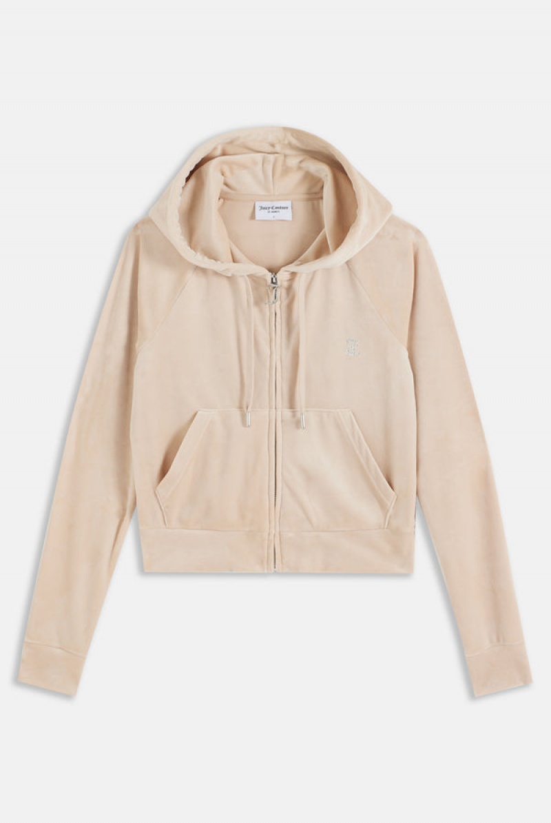 Juicy Couture Diamante Velour Zip-through Hoodie Crne | JC-SN652001