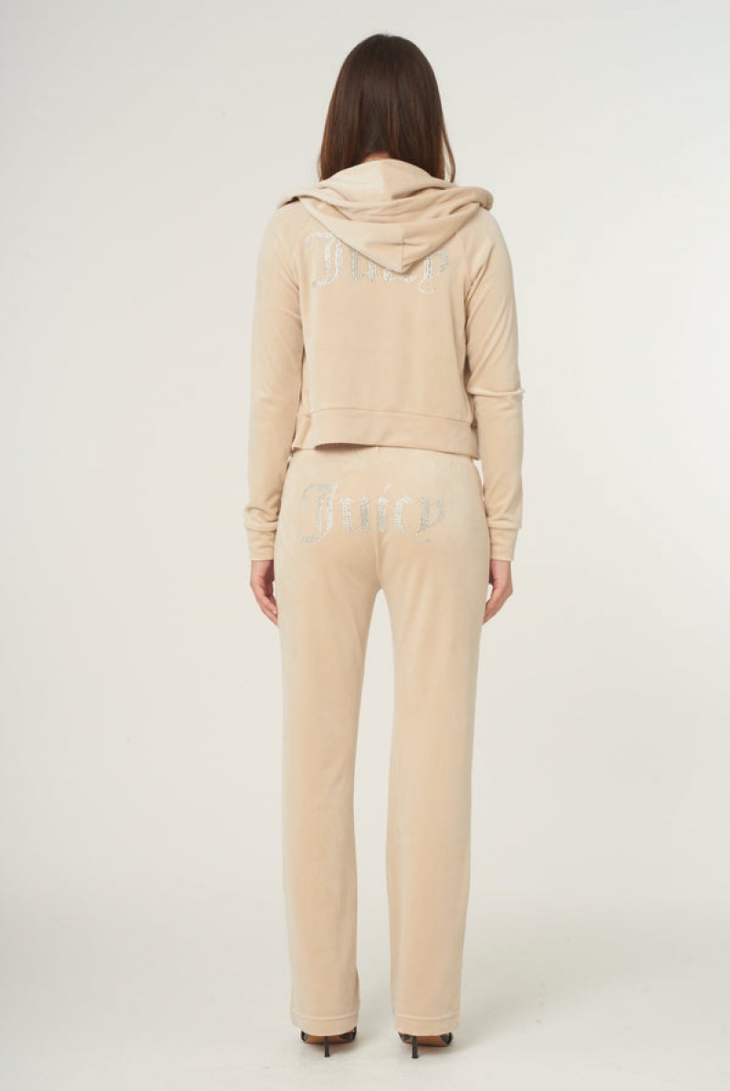 Juicy Couture Diamante Velour Zip-through Hoodie Crne | JC-SN652001