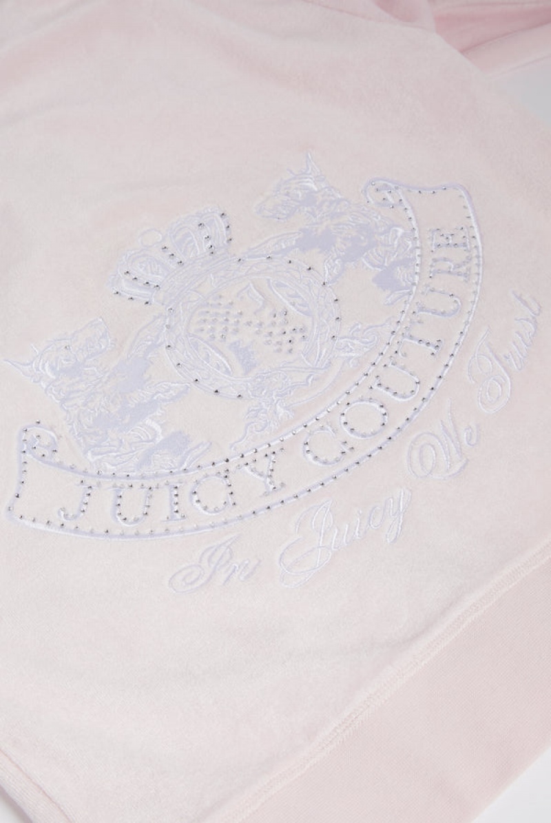 Juicy Couture Dog Crest Bamboo Velour Heritage Hoodie Roze | JC-SN652170