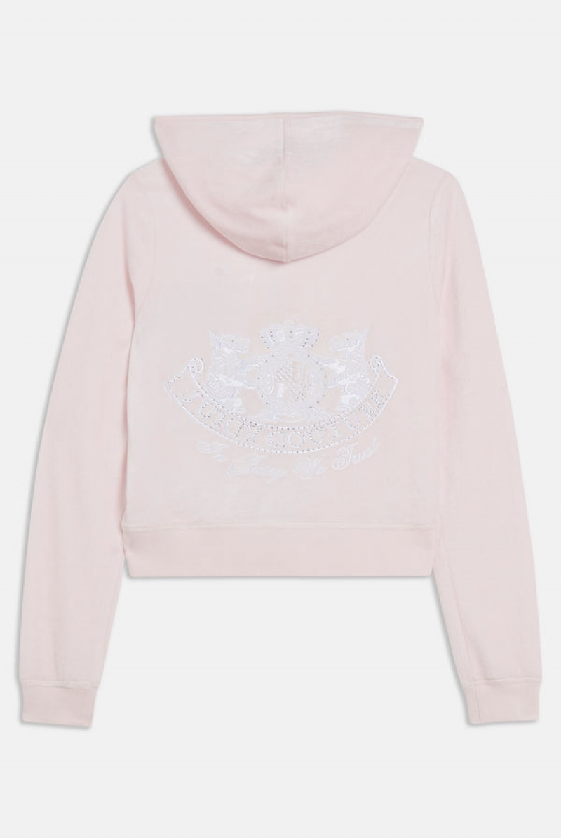 Juicy Couture Dog Crest Bamboo Velour Heritage Hoodie Roze | JC-SN652170