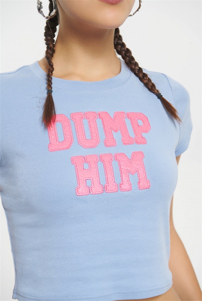 Juicy Couture Dump Him Baby Tee Plave | JC-SN651640