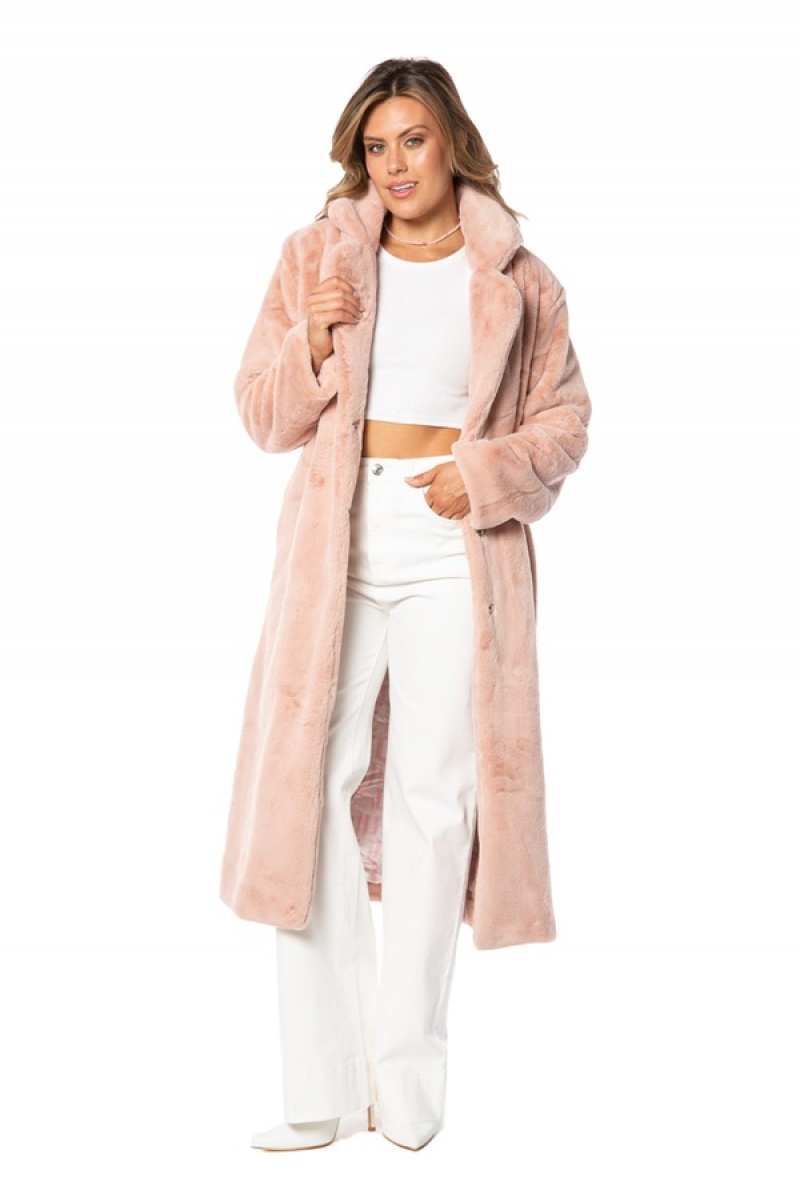 Juicy Couture Faux Fur Teddy Trench Coat Roze | JC-SN651682