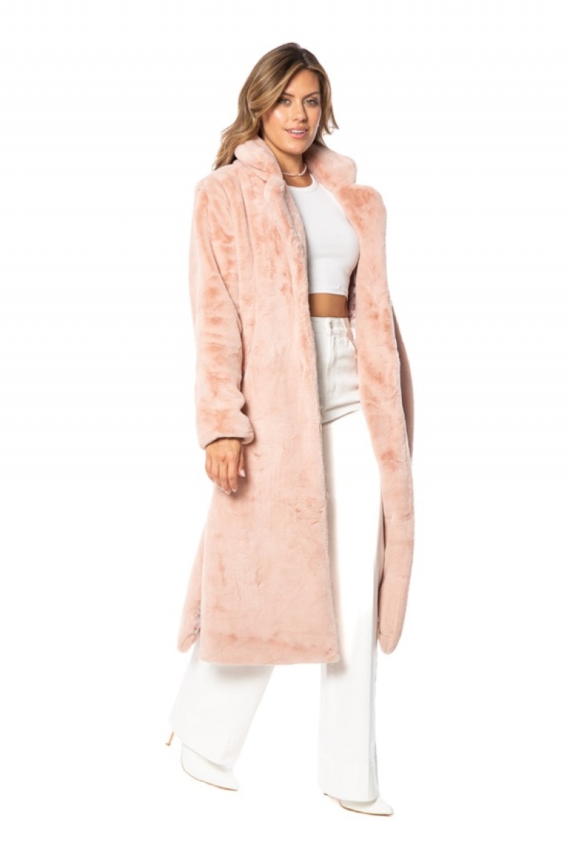 Juicy Couture Faux Fur Teddy Trench Coat Roze | JC-SN651682