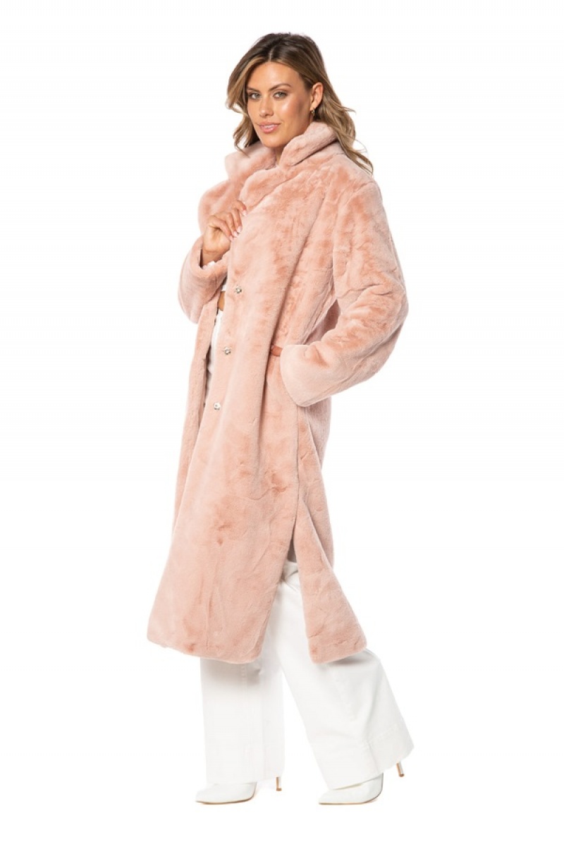 Juicy Couture Faux Fur Teddy Trench Coat Roze | JC-SN651682