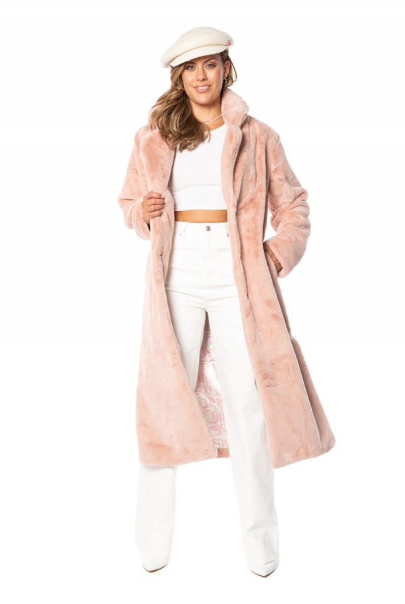 Juicy Couture Faux Fur Teddy Trench Coat Roze | JC-SN651682