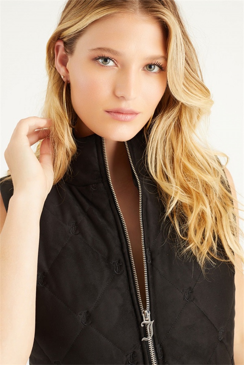 Juicy Couture Faux Suede Monogram Vest Crne | JC-SN651691