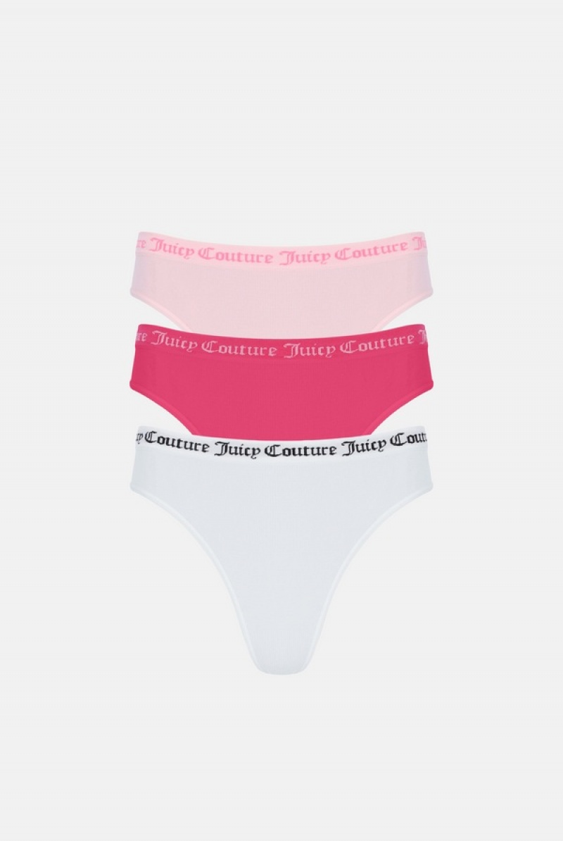 Juicy Couture Flat Knit Seamless Thong Pack X3 Visebojne | JC-SN652234