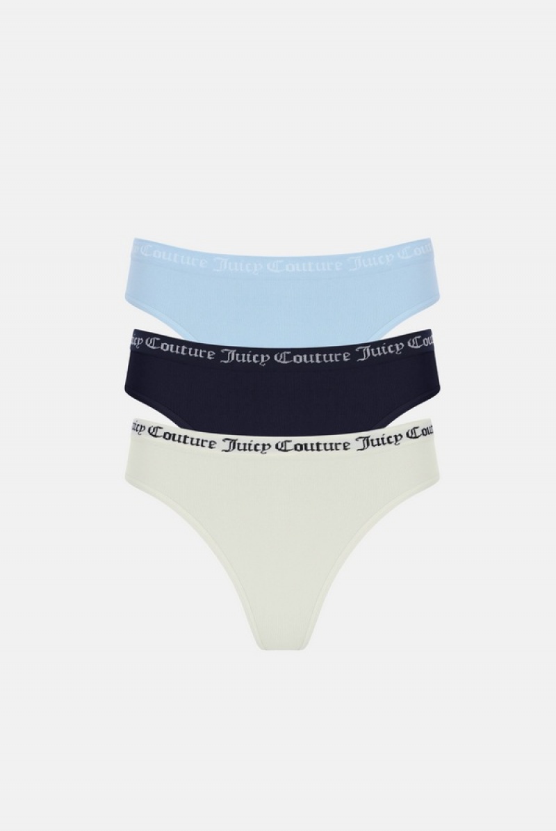 Juicy Couture Flat Knit Seamless Thong Pack X3 Visebojne | JC-SN652235