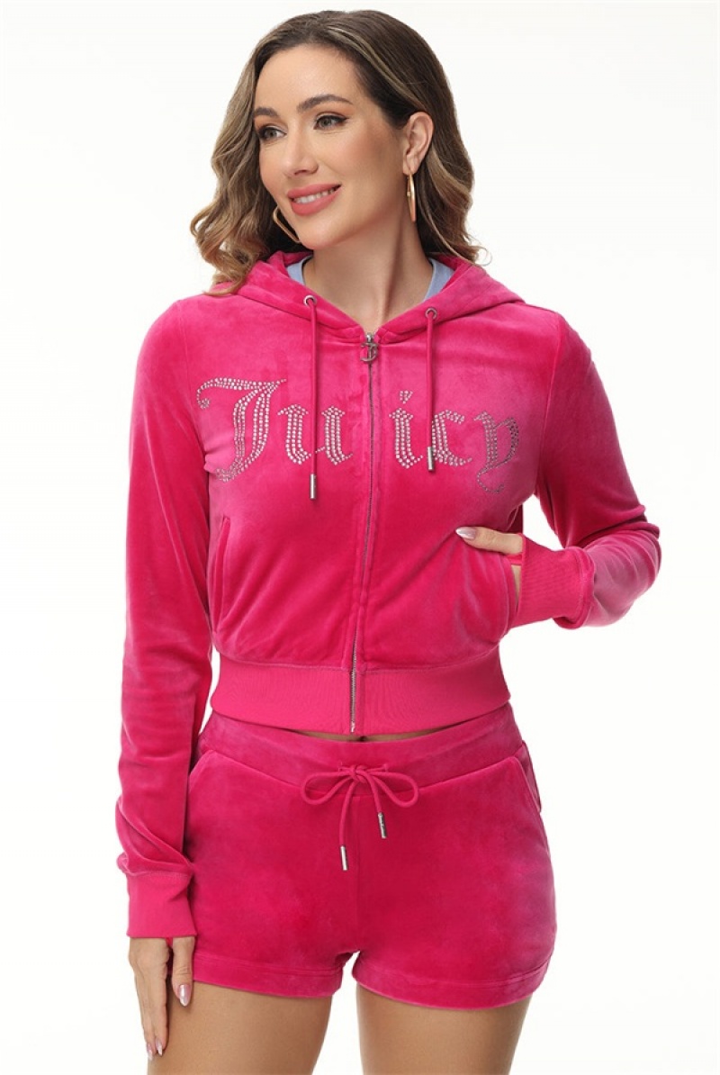 Juicy Couture Front Bling Hoodie Roze | JC-SN651585