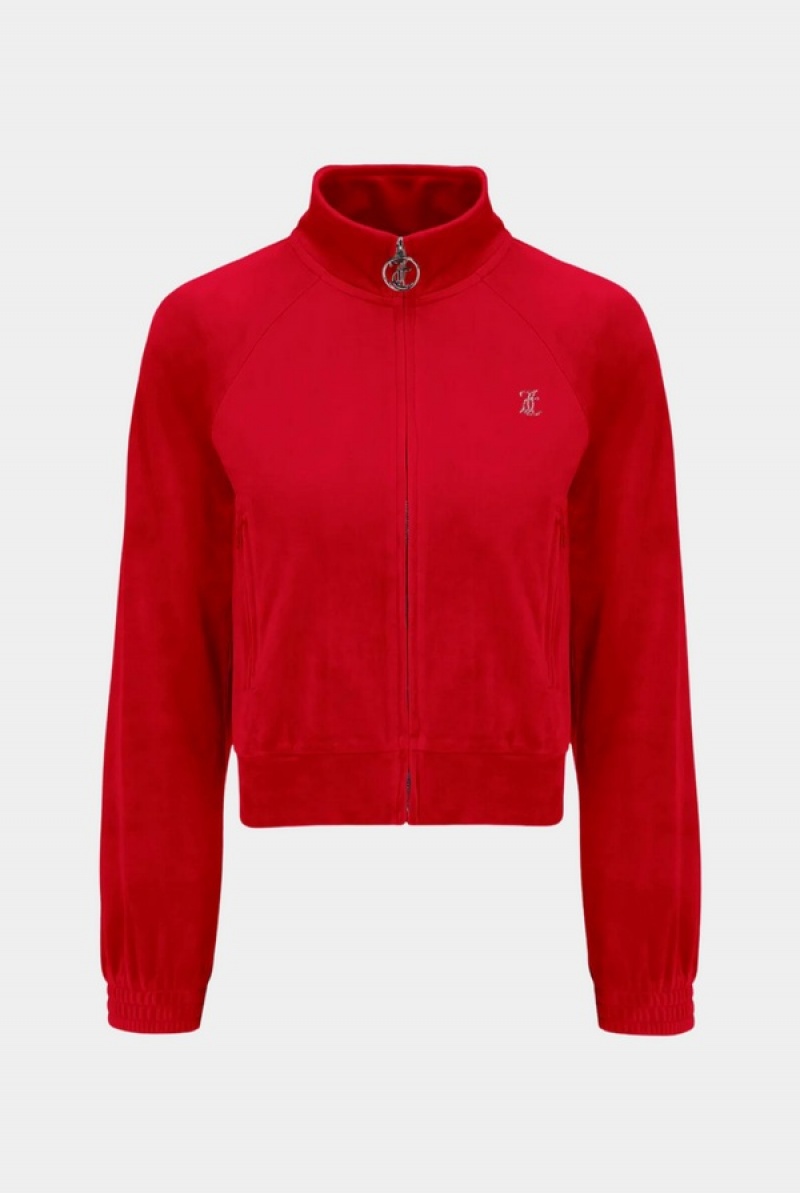 Juicy Couture Goji Berry Velour Diamante Tracktop Crvene | JC-SN652057