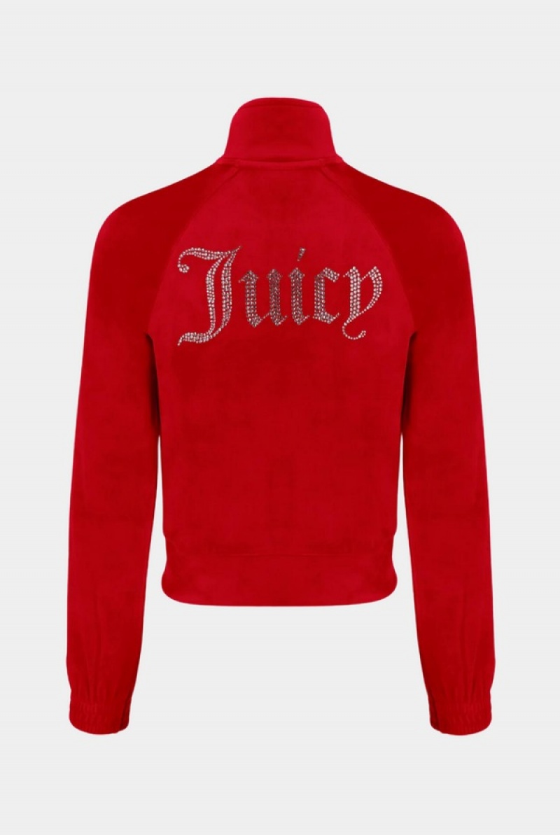 Juicy Couture Goji Berry Velour Diamante Tracktop Crvene | JC-SN652057