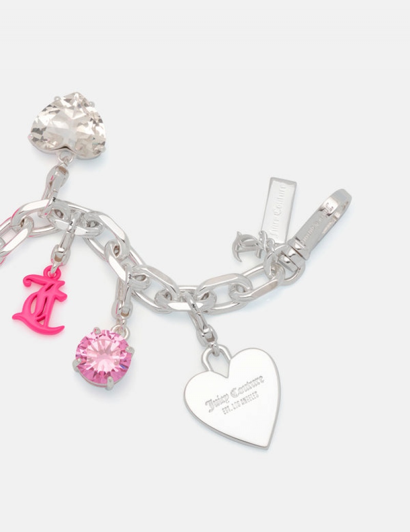 Juicy Couture Heart Disc Charm Srebrne | JC-SN652407