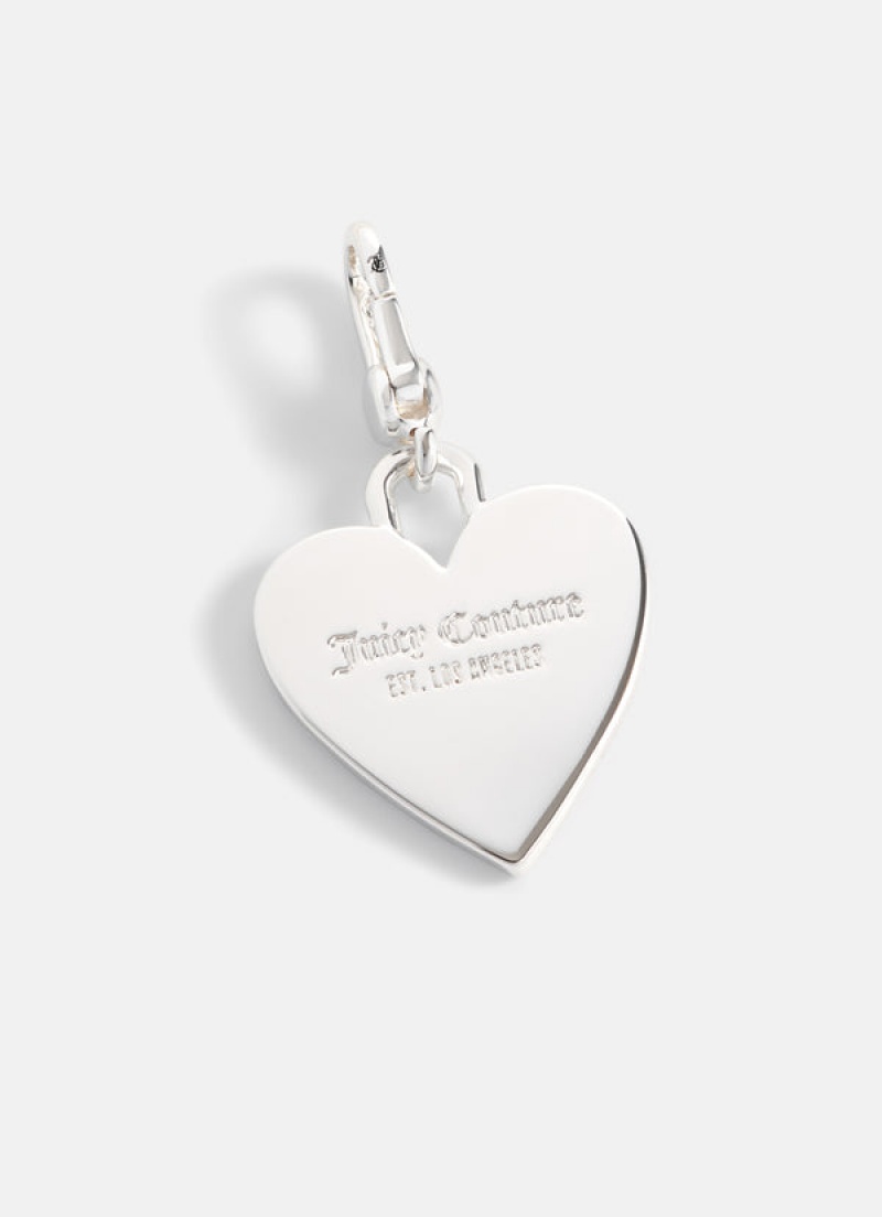 Juicy Couture Heart Disc Charm Srebrne | JC-SN652407