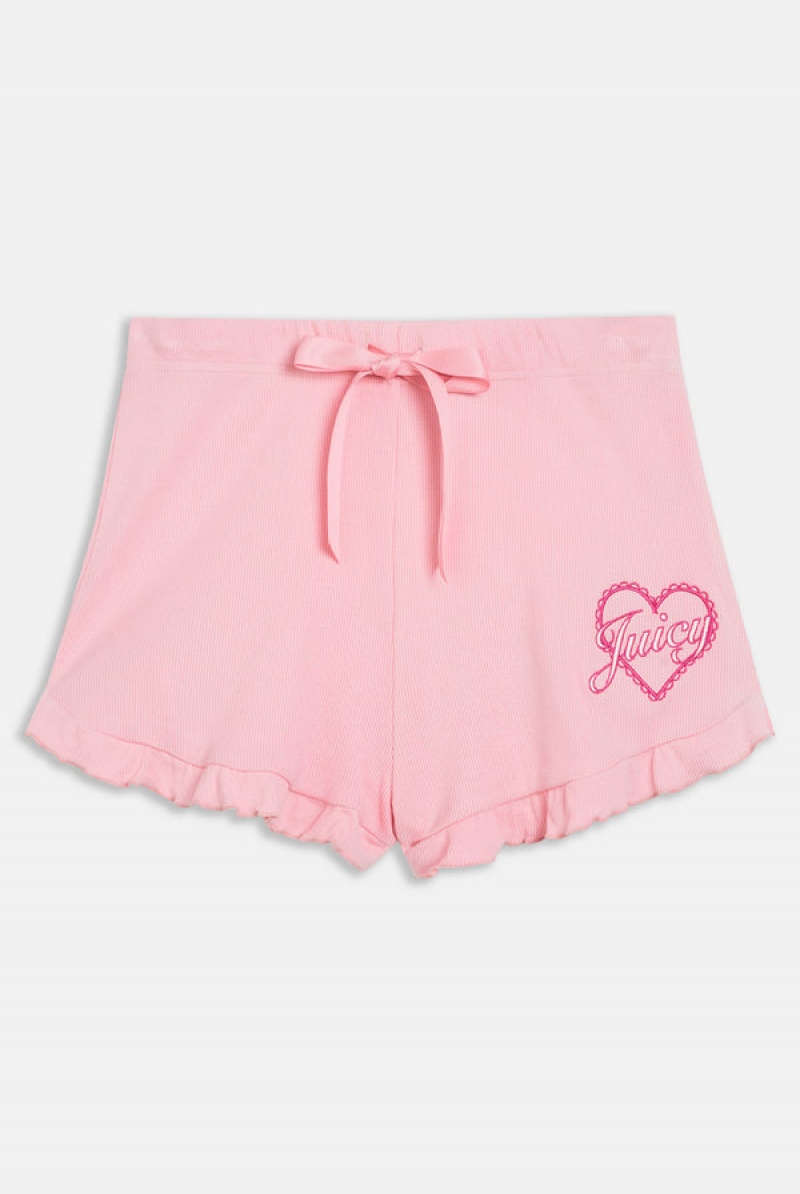 Juicy Couture Heart Frilled Sleep Shorts Roze | JC-SN652268