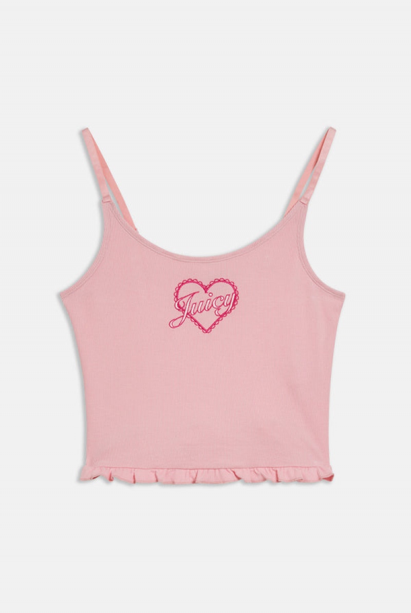 Juicy Couture Heart Frilled Sleep Vest Roze | JC-SN652269