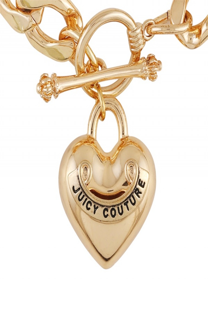 Juicy Couture Heart Pendant Bracelet Zlatne | JC-SN651892