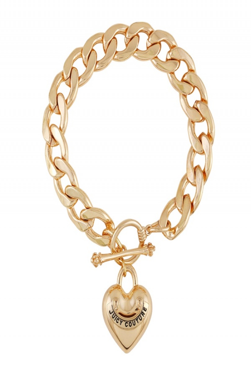 Juicy Couture Heart Pendant Bracelet Zlatne | JC-SN651892