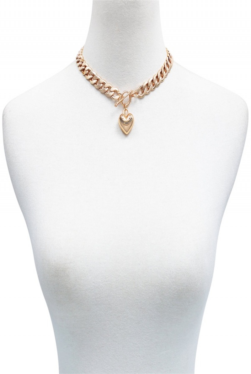 Juicy Couture Heart Pendant Necklace Zlatne | JC-SN651903