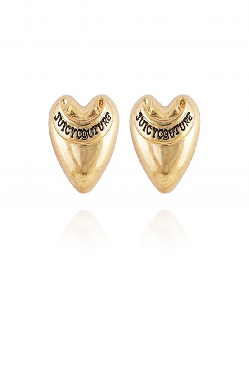 Juicy Couture Heart Stud Earrings Zlatne | JC-SN651896