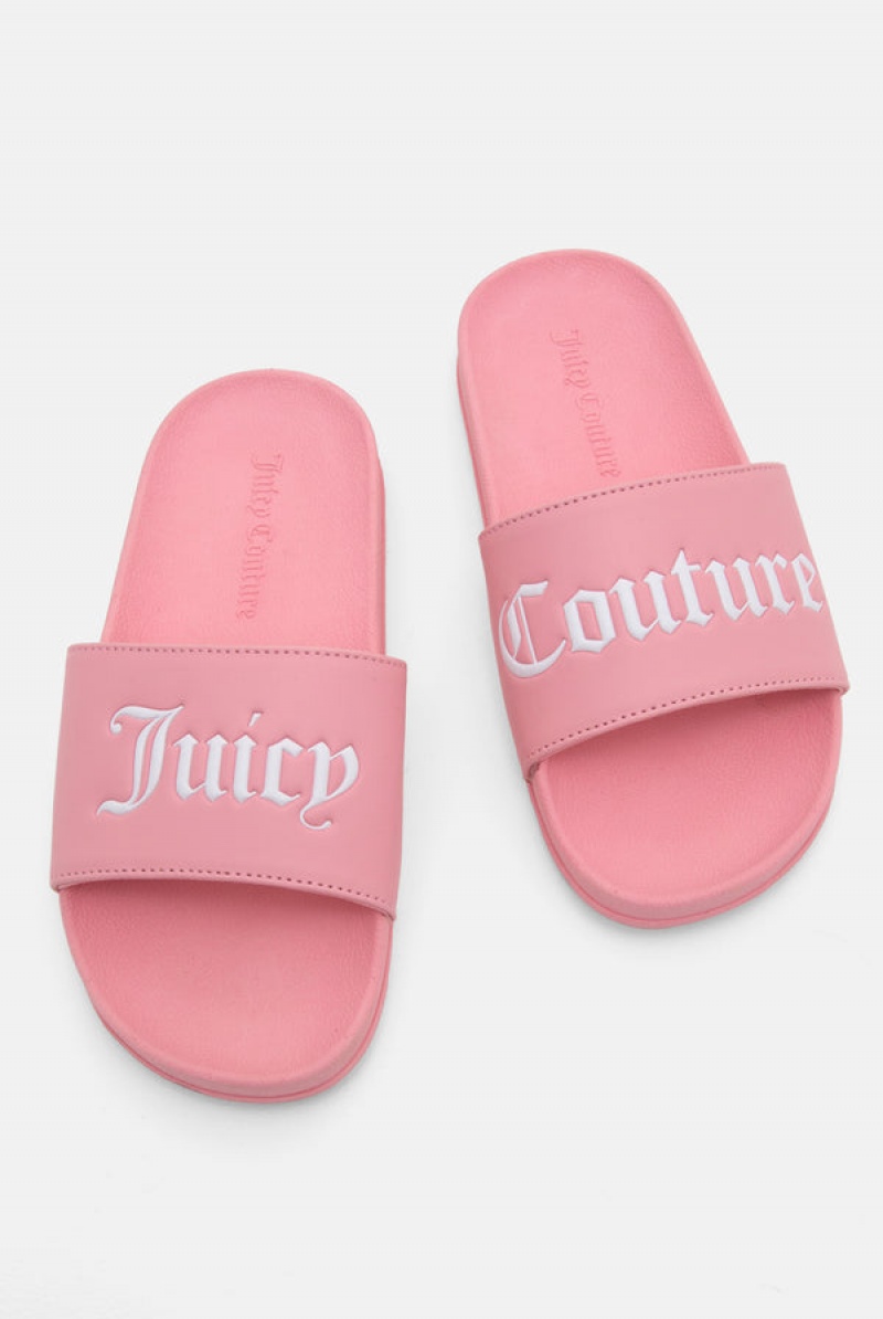 Juicy Couture Juicy Couture Embossed Sliders Roze | JC-SN652201