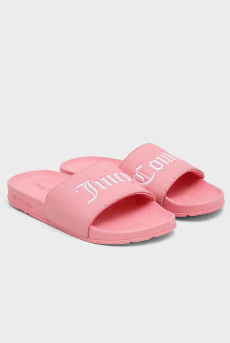 Juicy Couture Juicy Couture Embossed Sliders Roze | JC-SN652201