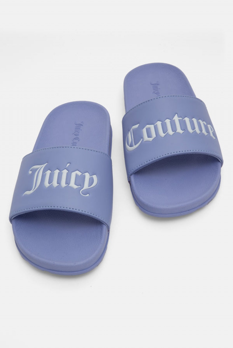 Juicy Couture Juicy Couture Embossed Sliders Plave | JC-SN652202