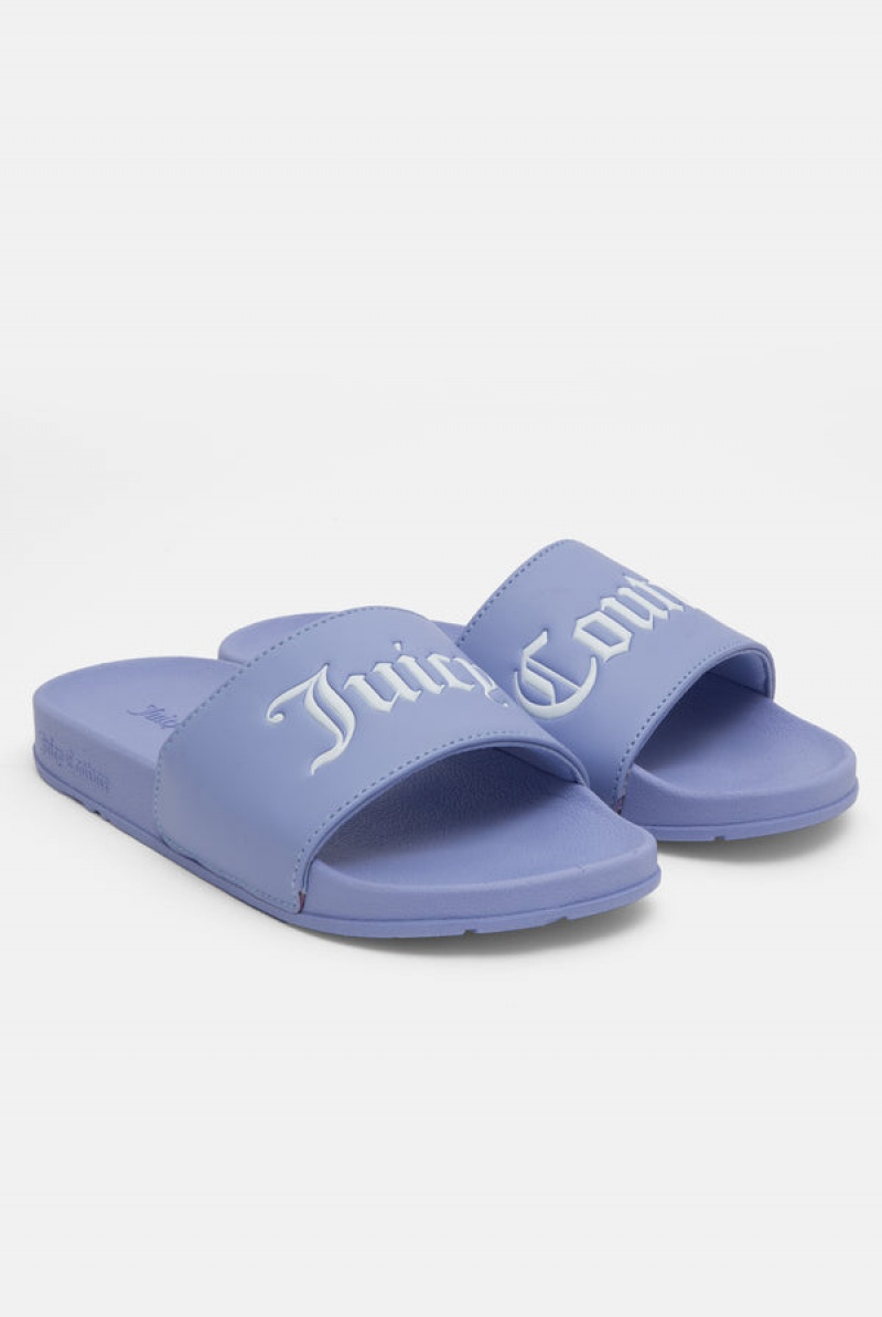 Juicy Couture Juicy Couture Embossed Sliders Plave | JC-SN652202