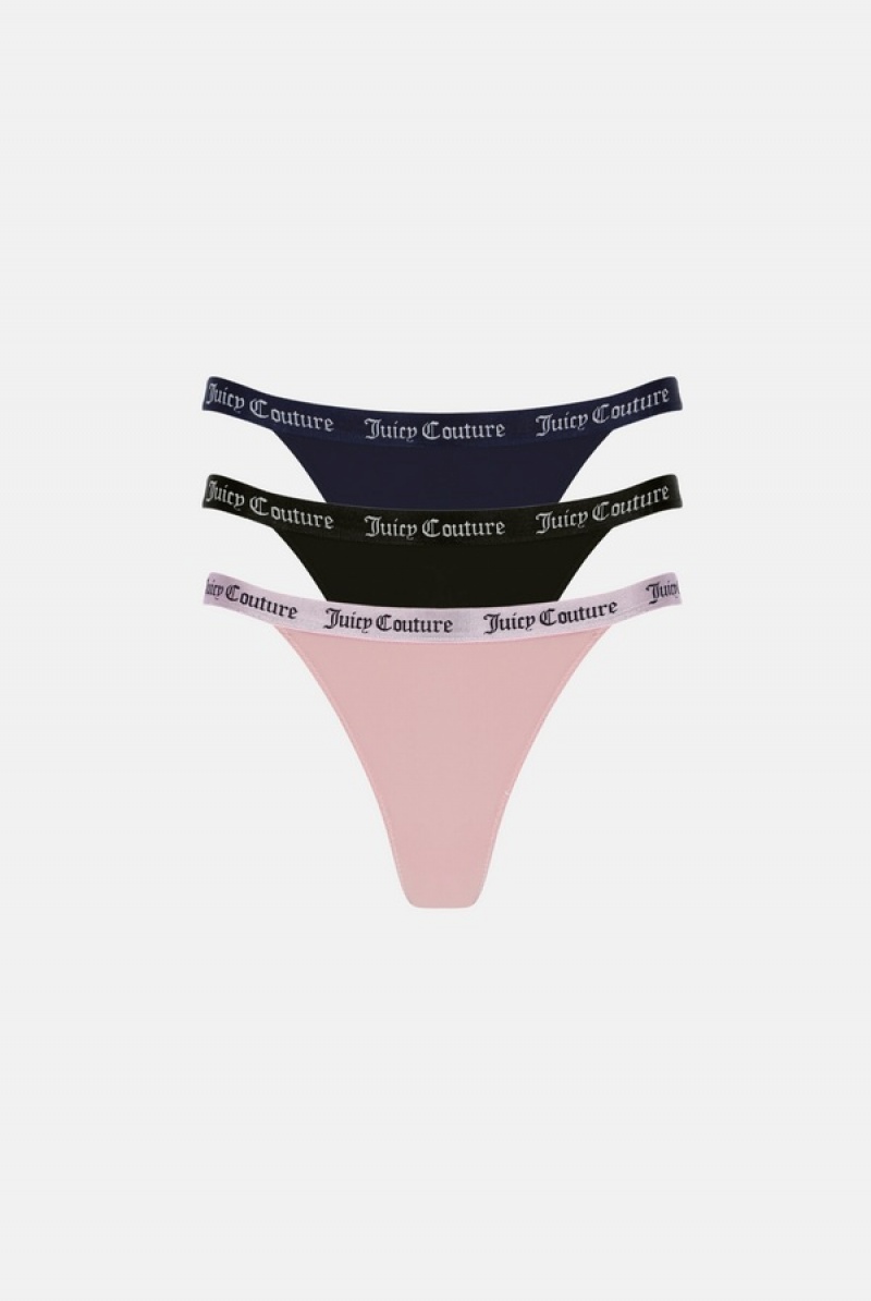 Juicy Couture Lace Trim Tanga Briefs Pack X3 Visebojne | JC-SN652241