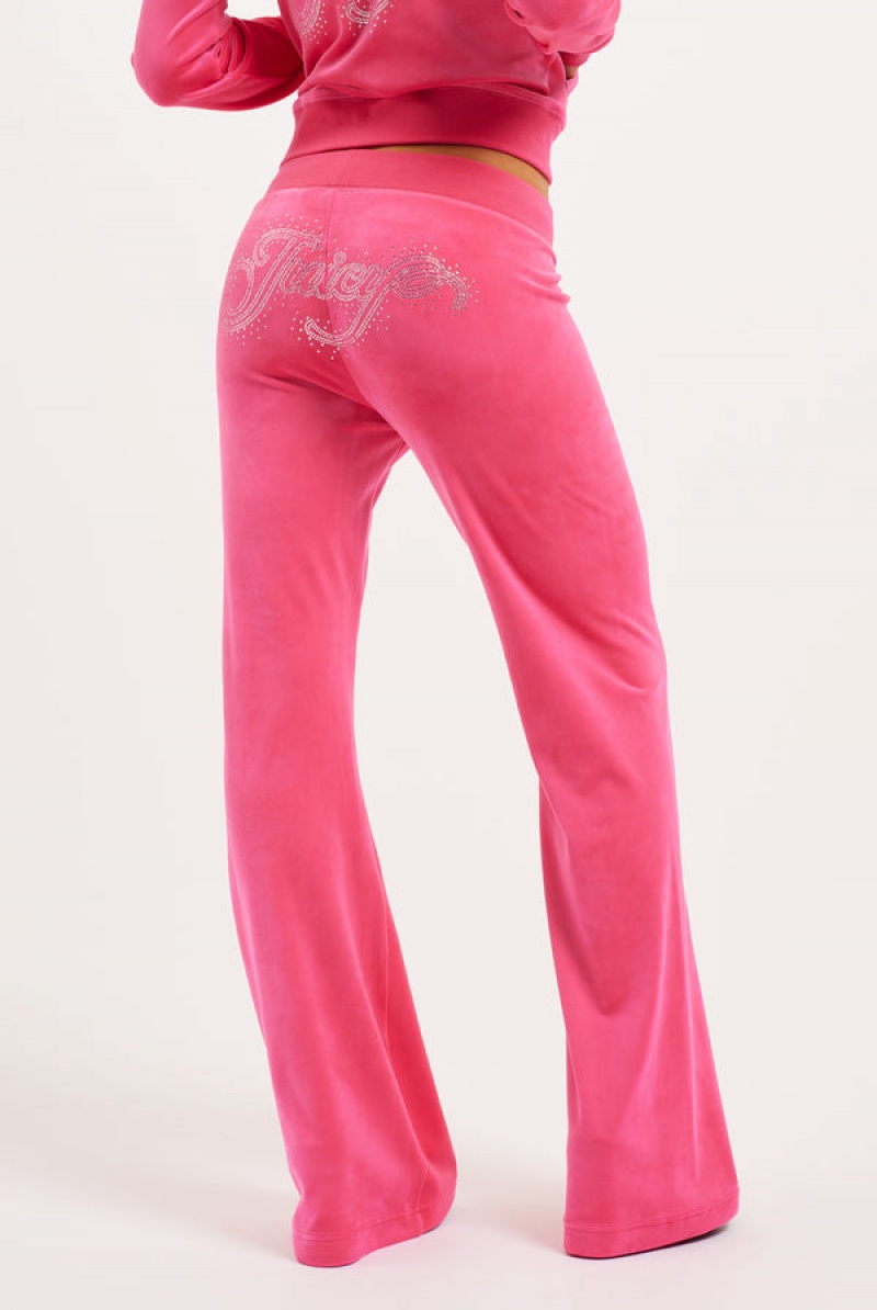 Juicy Couture Low Rise Velour Scatter Bead Fla Joggers Roze | JC-SN652118