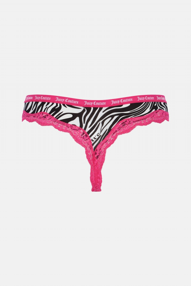 Juicy Couture Microfiber Lace Trim Thongs Pack X 3 Visebojne | JC-SN652239