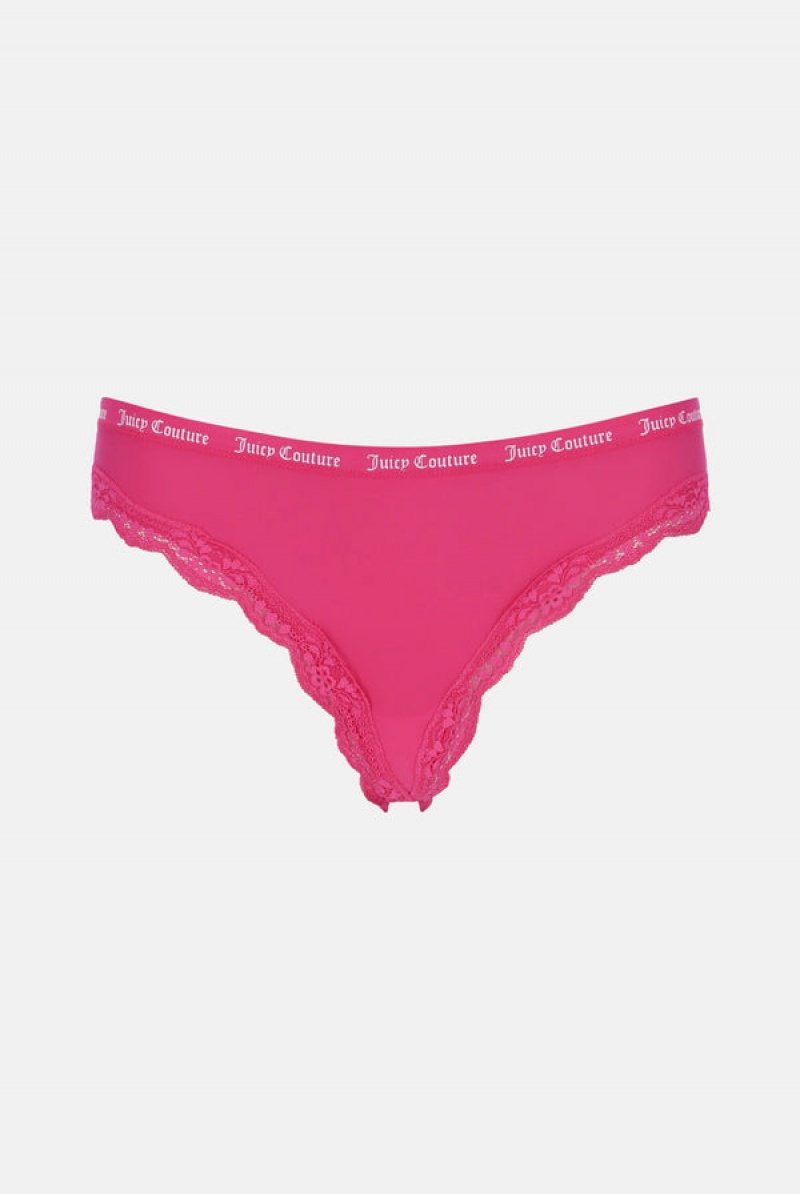 Juicy Couture Microfiber Lace Trim Thongs Pack X 3 Visebojne | JC-SN652239