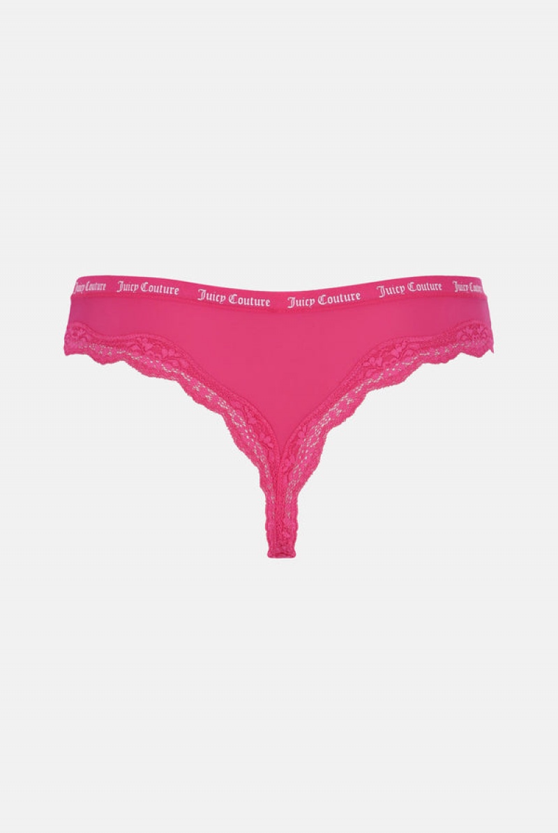 Juicy Couture Microfiber Lace Trim Thongs Pack X 3 Visebojne | JC-SN652239