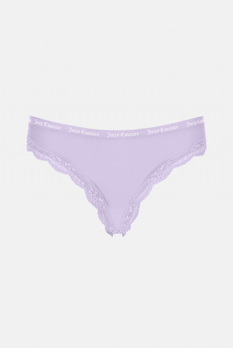 Juicy Couture Microfiber Lace Trim Thongs Pack X 3 Visebojne | JC-SN652239