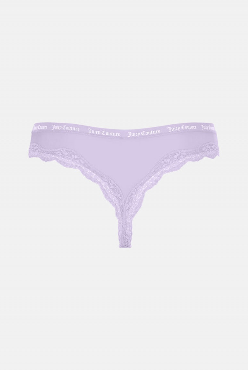 Juicy Couture Microfiber Lace Trim Thongs Pack X 3 Visebojne | JC-SN652239