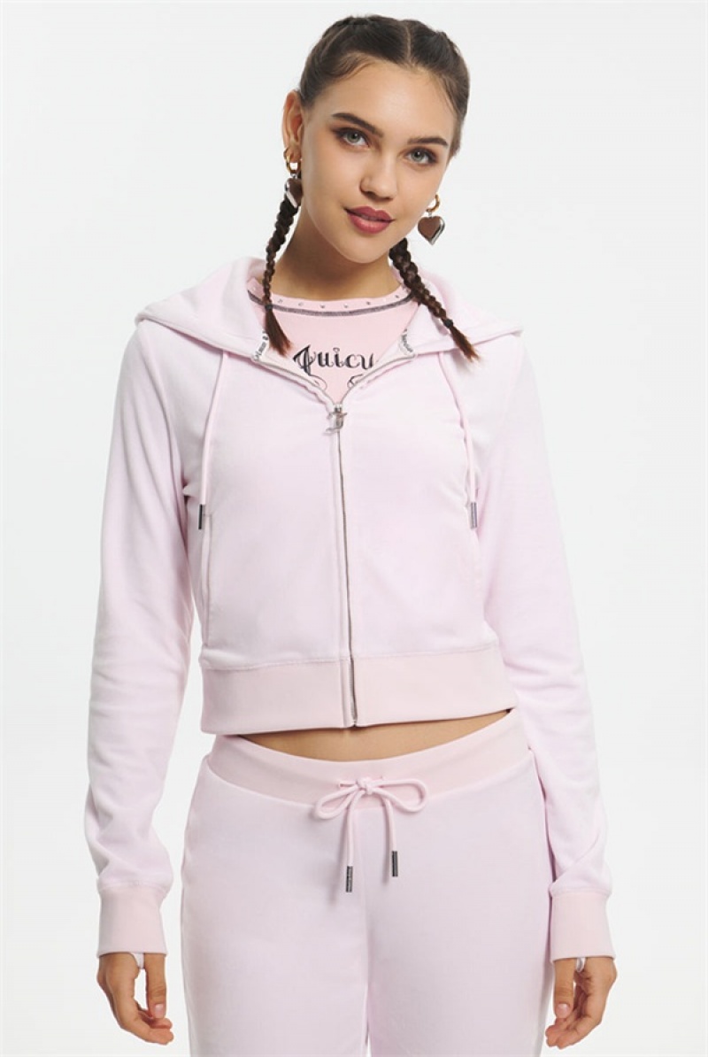 Juicy Couture Mixed Jewels Velour Hoodie Svijetlo Roze | JC-SN651582