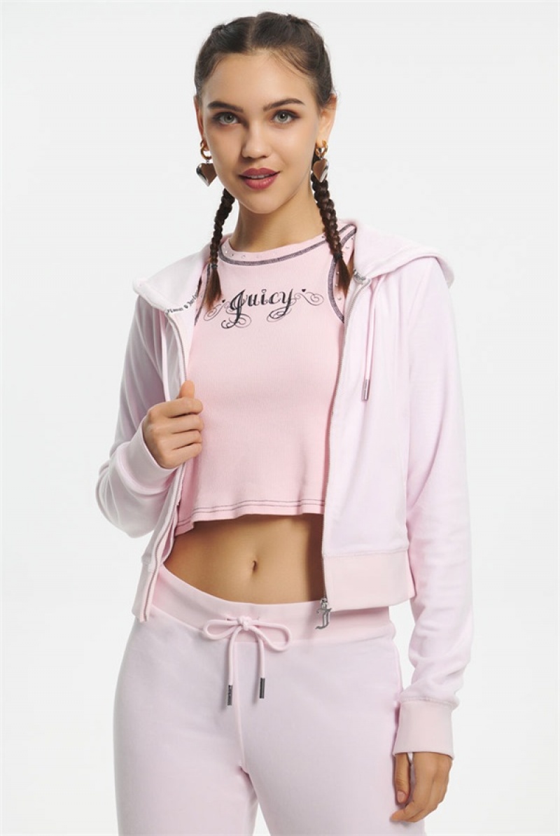 Juicy Couture Mixed Jewels Velour Hoodie Svijetlo Roze | JC-SN651582