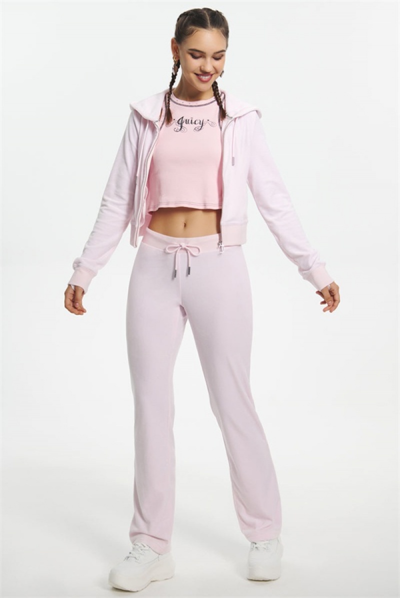 Juicy Couture Mixed Jewels Velour Hoodie Svijetlo Roze | JC-SN651582