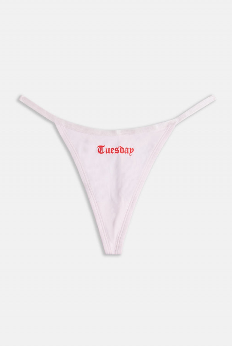 Juicy Couture Monday To Friday' Pack Of 5 Thongs Bijele | JC-SN652264