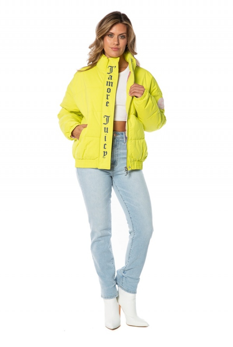 Juicy Couture Monogram Puffer Jacket Svijetlo Zelene | JC-SN651677