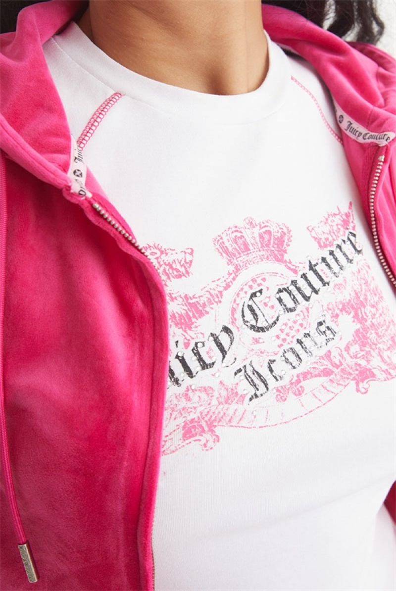 Juicy Couture Og Big Bling Velour Hoodie Roze | JC-SN651566