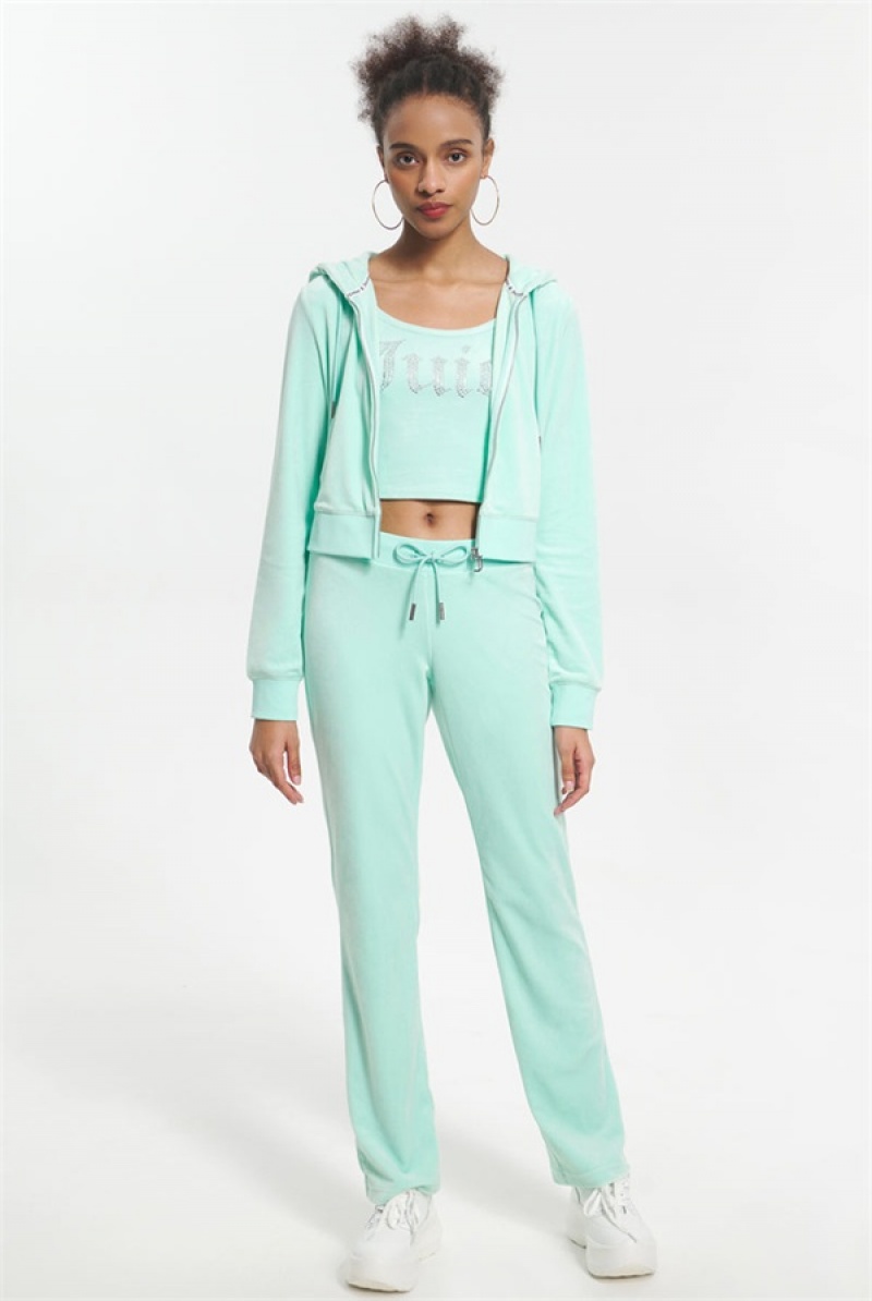 Juicy Couture Og Big Bling Velour Track Pants Menta | JC-SN651601