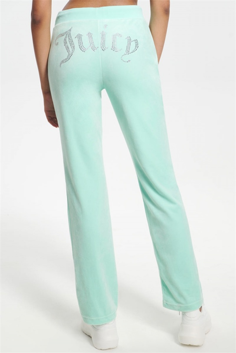 Juicy Couture Og Big Bling Velour Track Pants Menta | JC-SN651601